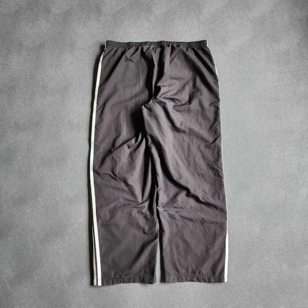 Vintage Y2K Adidas Black Three Striped Essential Nylon Sweatpants XL